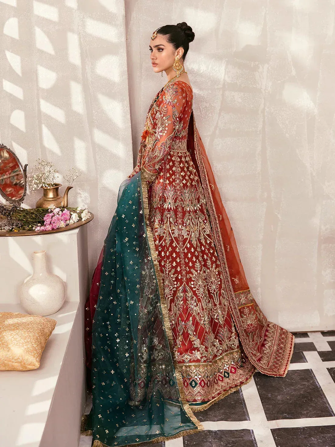 Gulaal Wedding Formals Fuchsia Organza – view 5 – Poshaq
