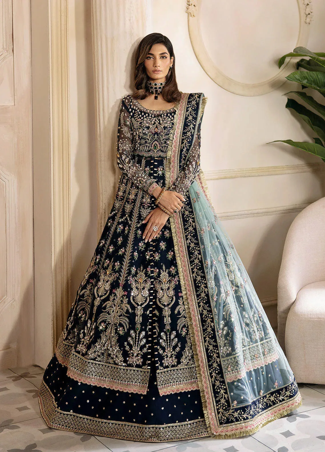 Gulaal Wedding Formals Blue Net – view 1 – Poshaq