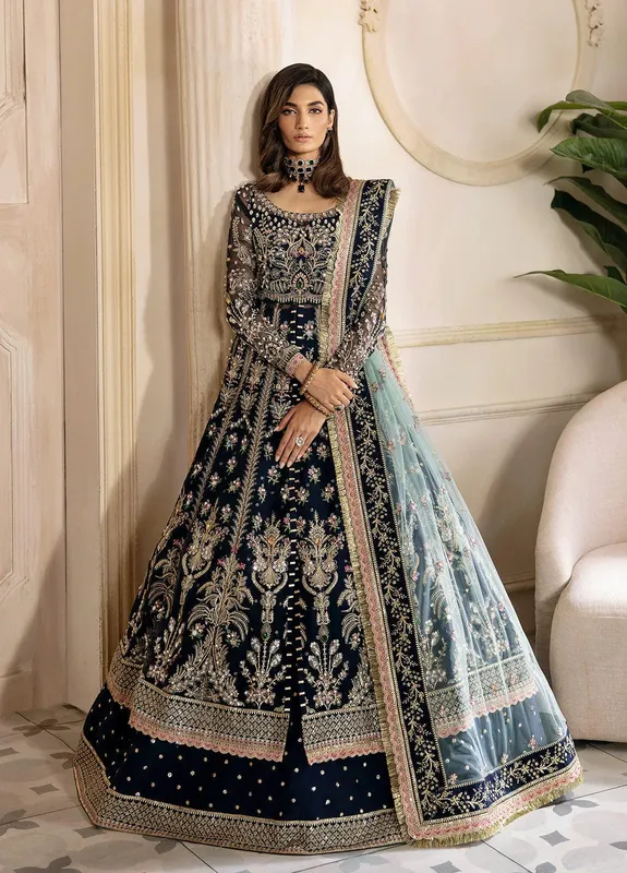 Gulaal Wedding Formals Blue Net – view 1 – Poshaq