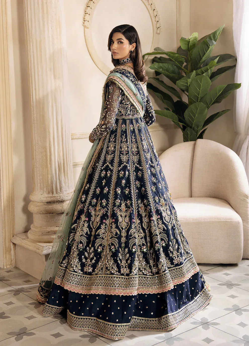 Gulaal Wedding Formals Blue Net – view 2 – Poshaq