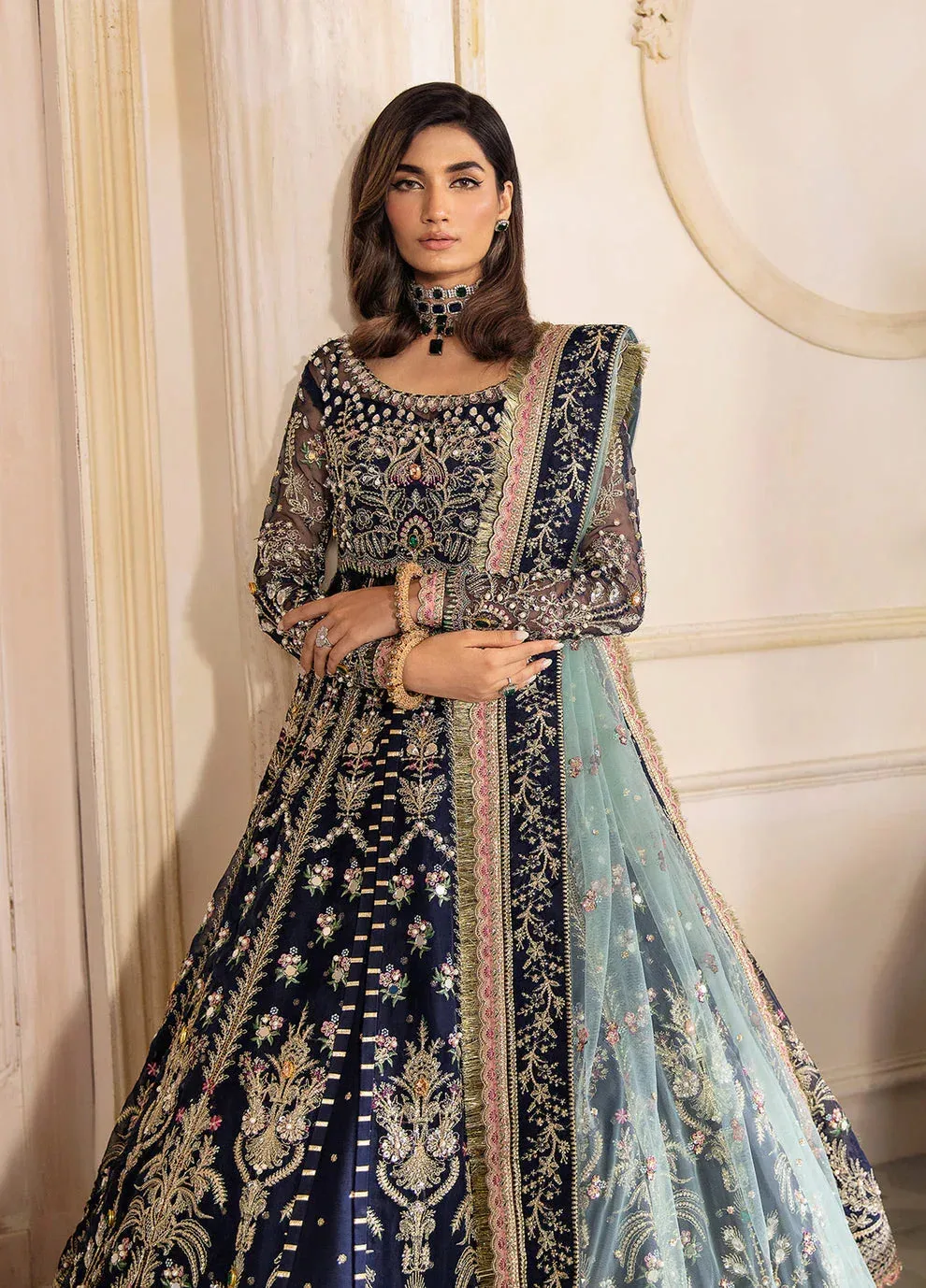Gulaal Wedding Formals Blue Net – view 3 – Poshaq