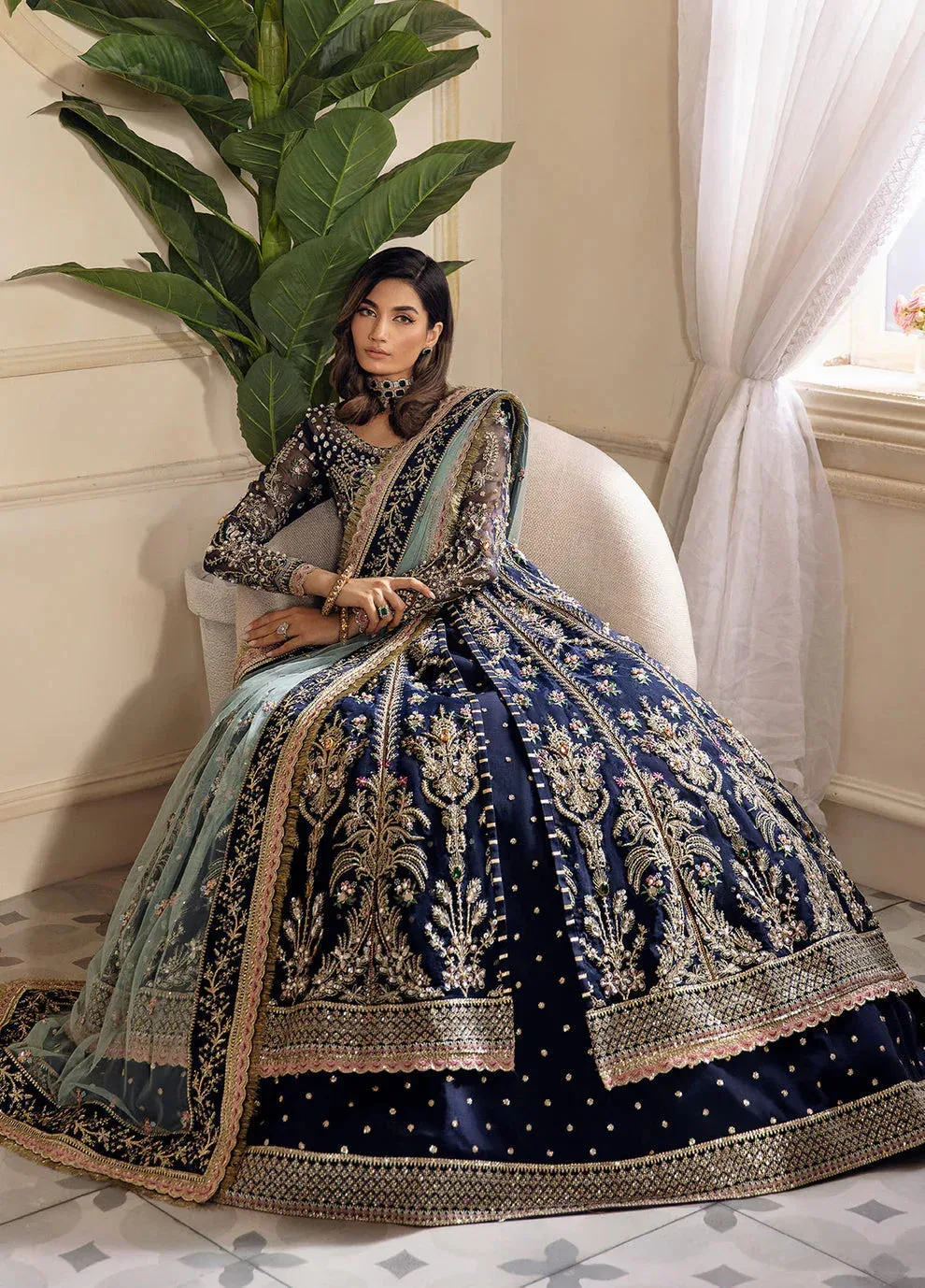 Gulaal Wedding Formals Blue Net – view 4 – Poshaq