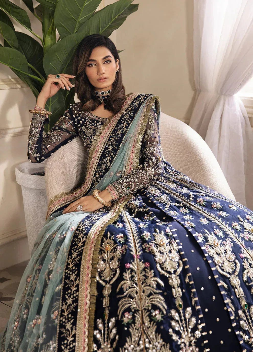 Gulaal Wedding Formals Blue Net – view 6 – Poshaq