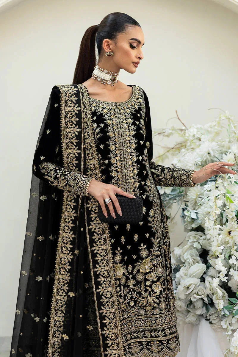 Gulaal Celeste Velvet 24 Black Raw Silk – view 3 – Poshaq