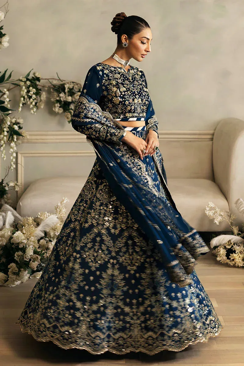 Gulaal Celeste Velvet 24 Deep Teal Organza – view 5 – Poshaq