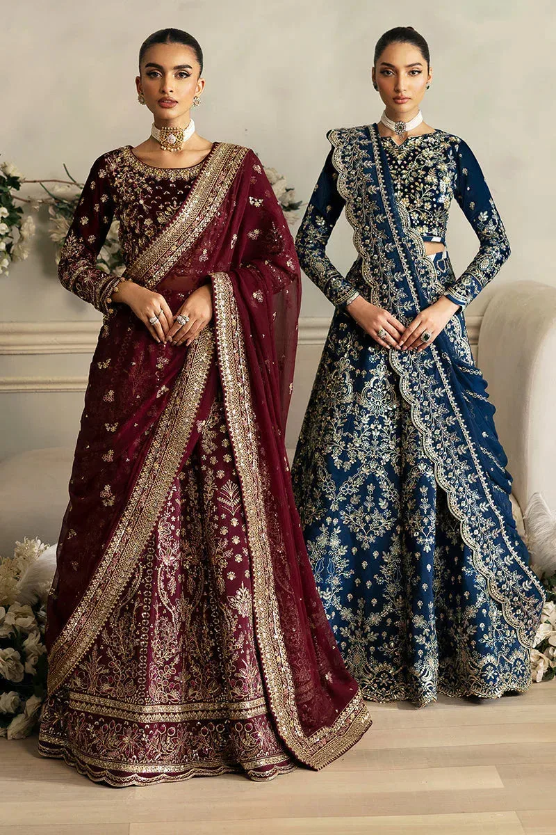 Gulaal Celeste Velvet 24 Dark Maroon Organza – view 2 – Poshaq