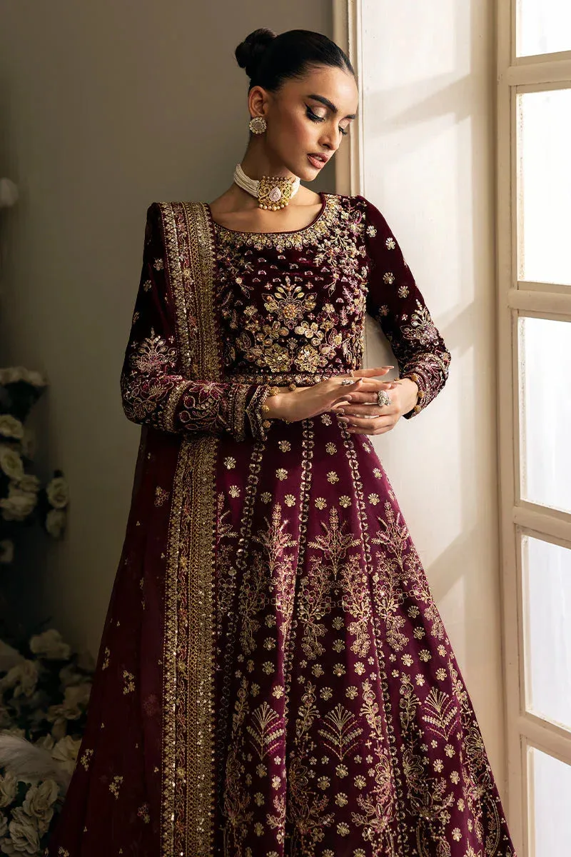 Gulaal Celeste Velvet 24 Dark Maroon Organza – view 3 – Poshaq