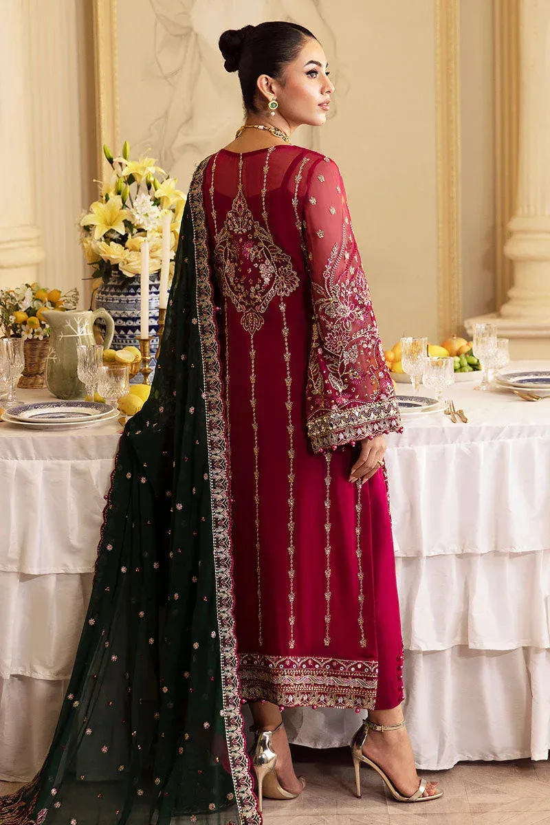 Gulaal Embroidered Chiffon 24 Wine Raw Silk – view 2 – Poshaq