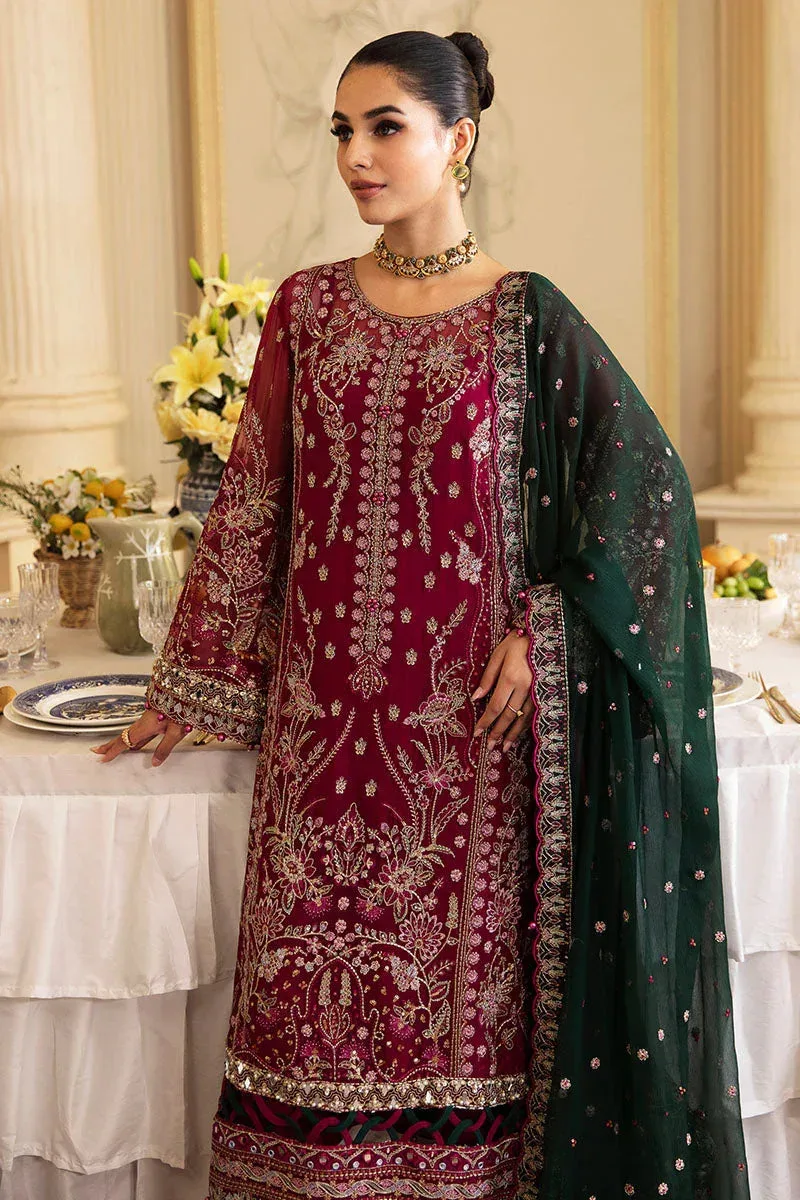 Gulaal Embroidered Chiffon 24 Wine Raw Silk – view 3 – Poshaq