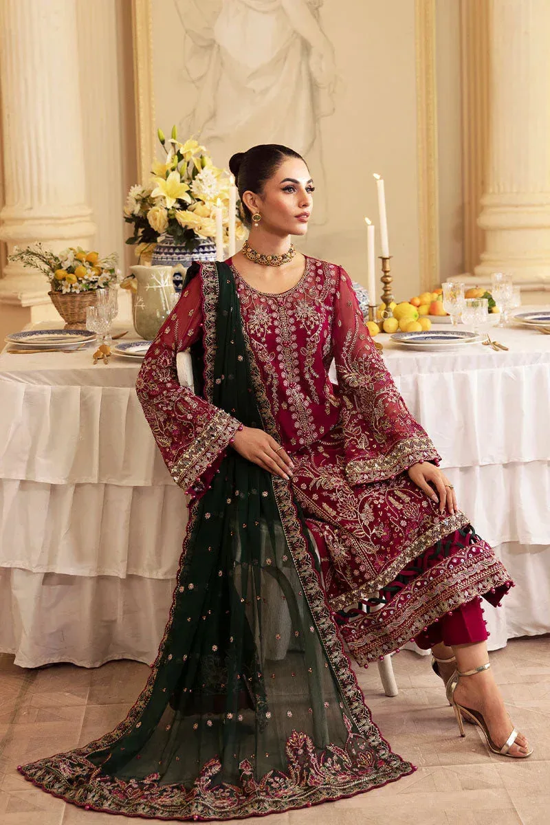 Gulaal Embroidered Chiffon 24 Wine Raw Silk – view 4 – Poshaq