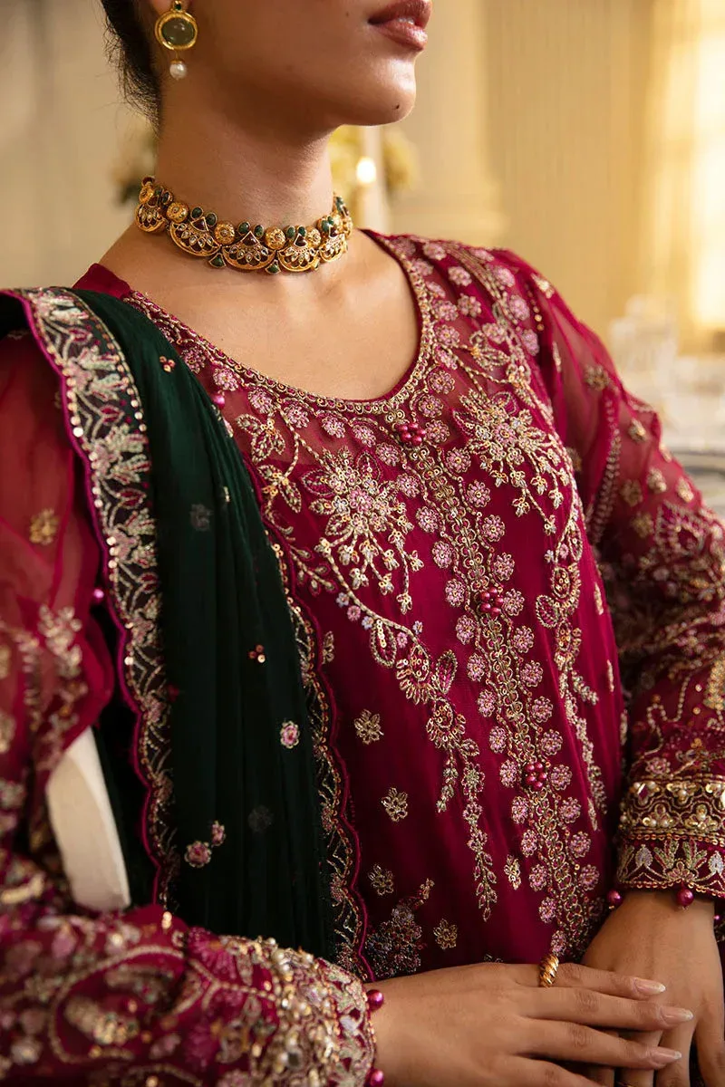 Gulaal Embroidered Chiffon 24 Wine Raw Silk – view 5 – Poshaq