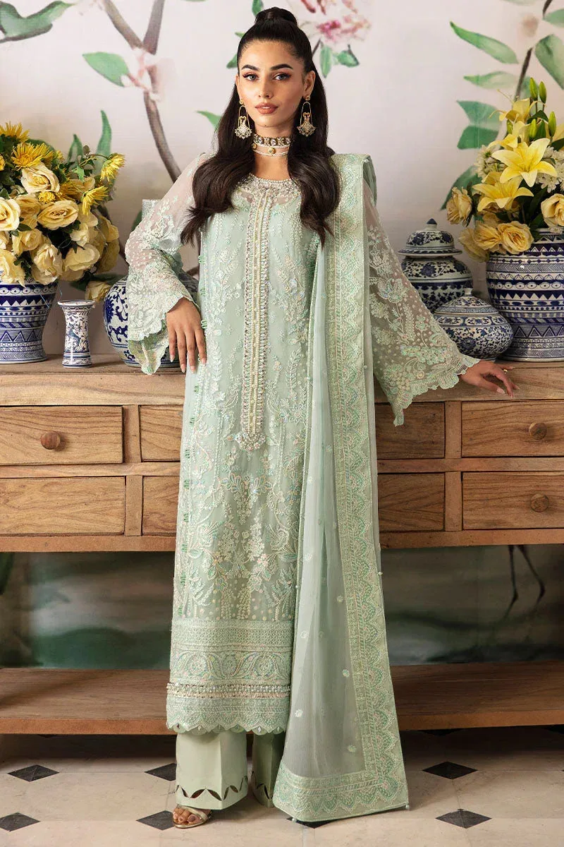 Gulaal Embroidered Chiffon 24 Ferozi Raw Silk – view 1 – Poshaq