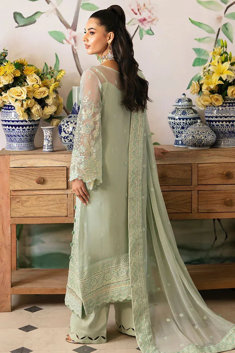 Gulaal Embroidered Chiffon 24 Ferozi Raw Silk – view 2 – Poshaq
