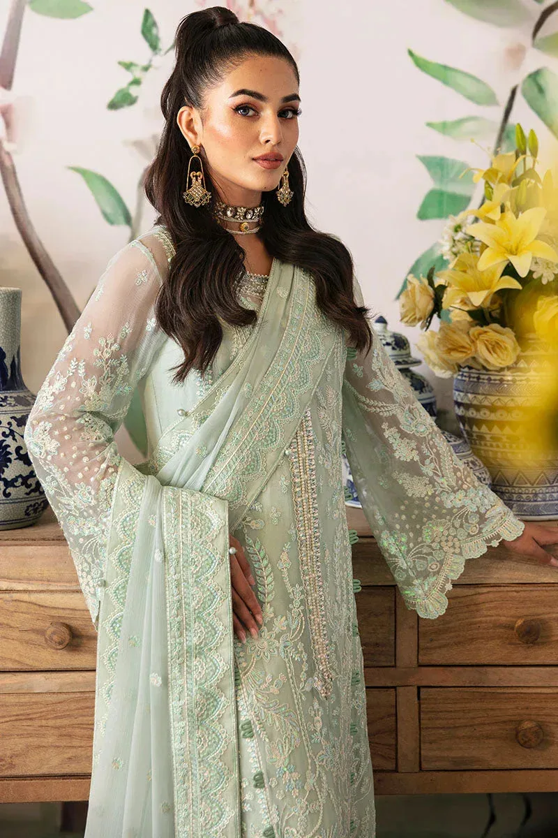 Gulaal Embroidered Chiffon 24 Ferozi Raw Silk – view 3 – Poshaq