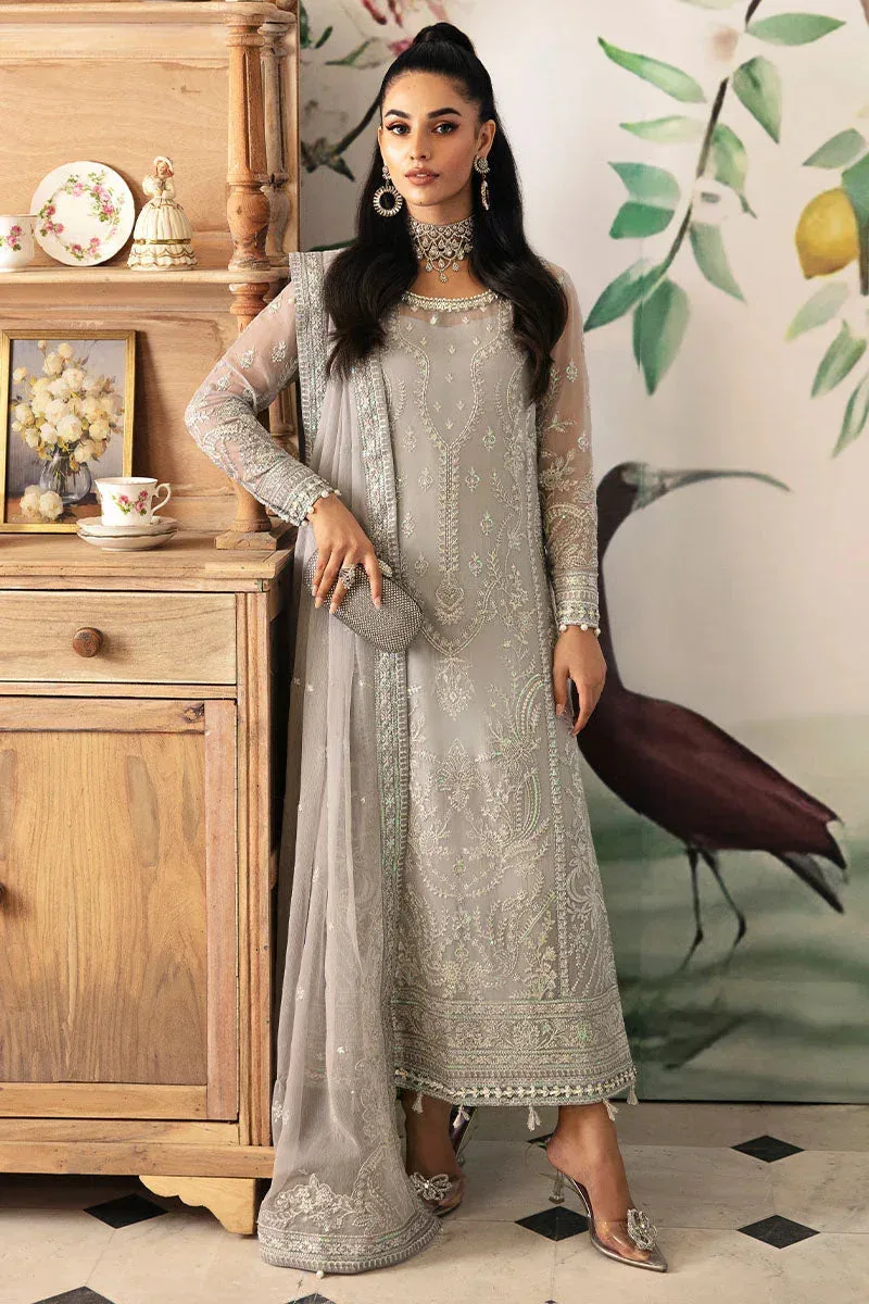 Gulaal Embroidered Chiffon 24 Grey Raw Silk – view 1 – Poshaq