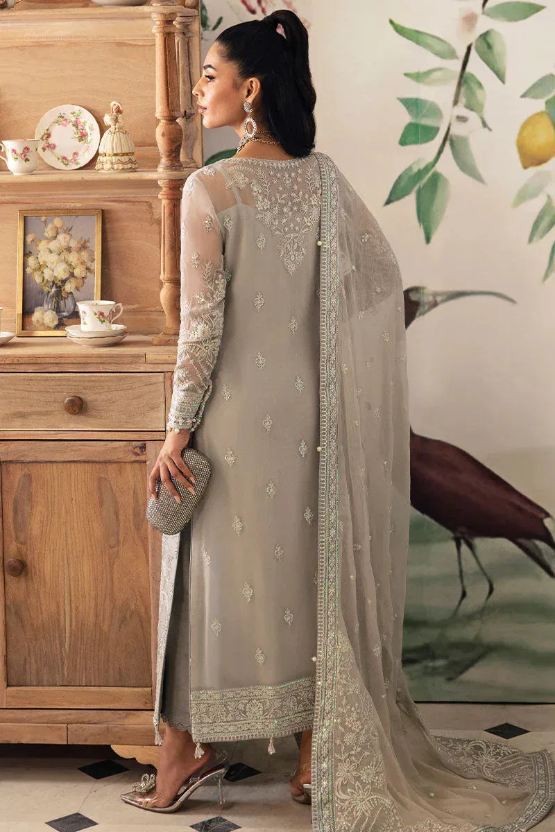 Gulaal Embroidered Chiffon 24 Grey Raw Silk – view 2 – Poshaq