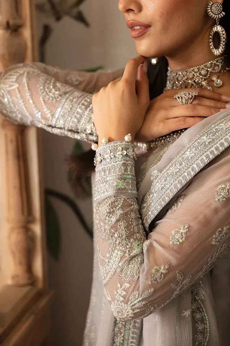 Gulaal Embroidered Chiffon 24 Grey Raw Silk – view 3 – Poshaq