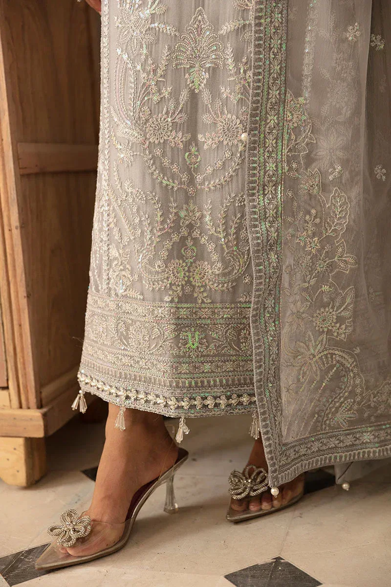 Gulaal Embroidered Chiffon 24 Grey Raw Silk – view 4 – Poshaq