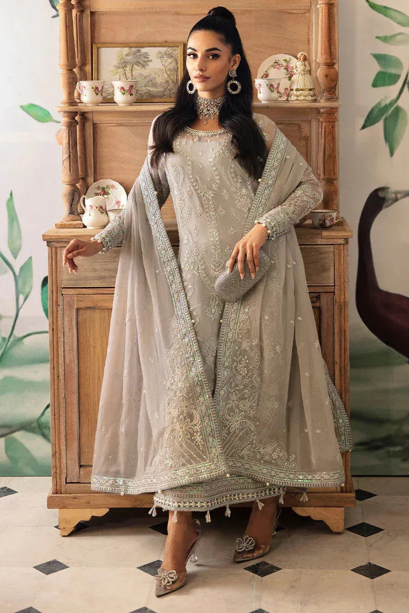 Gulaal Embroidered Chiffon 24 Grey Raw Silk – view 5 – Poshaq