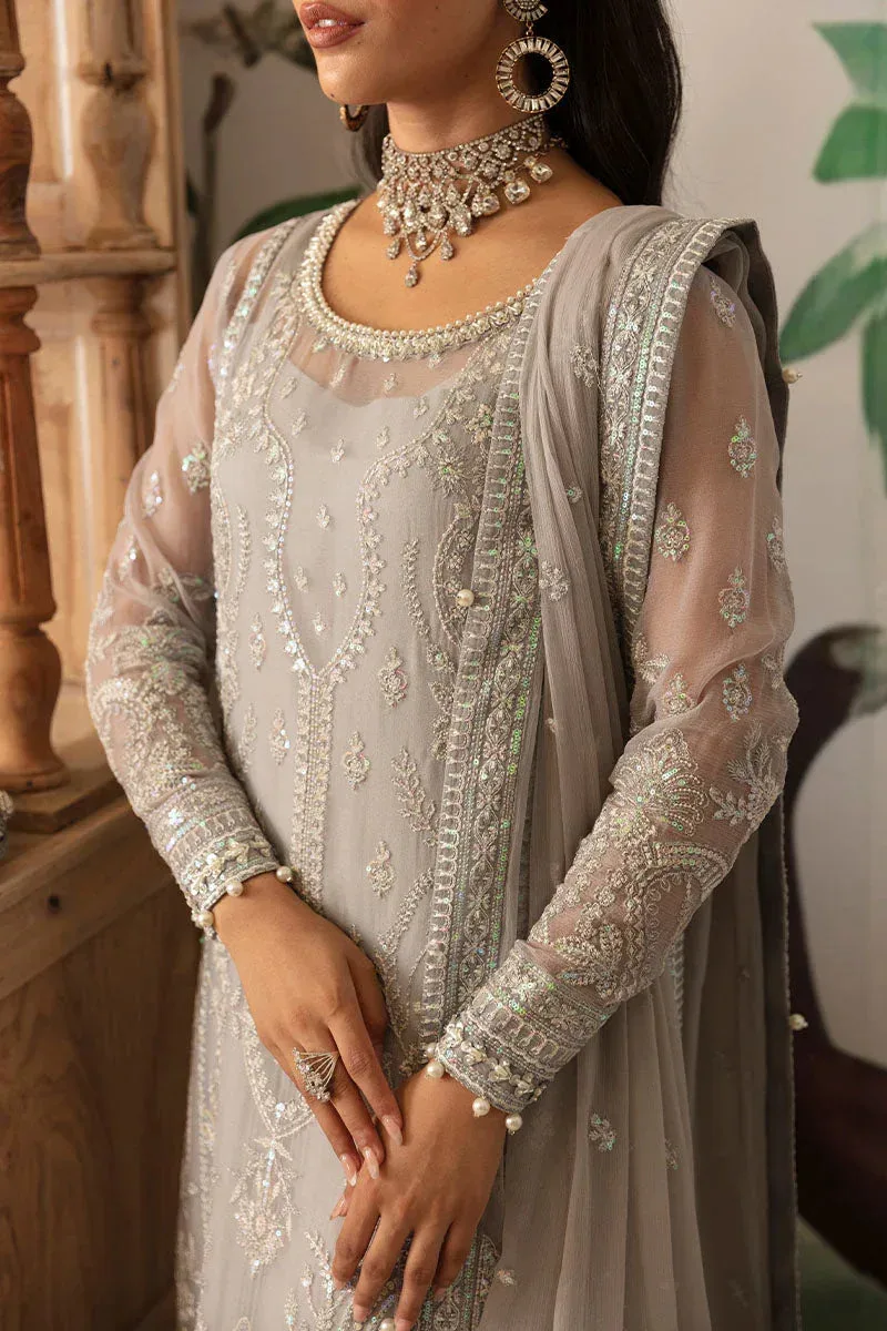 Gulaal Embroidered Chiffon 24 Grey Raw Silk – view 6 – Poshaq