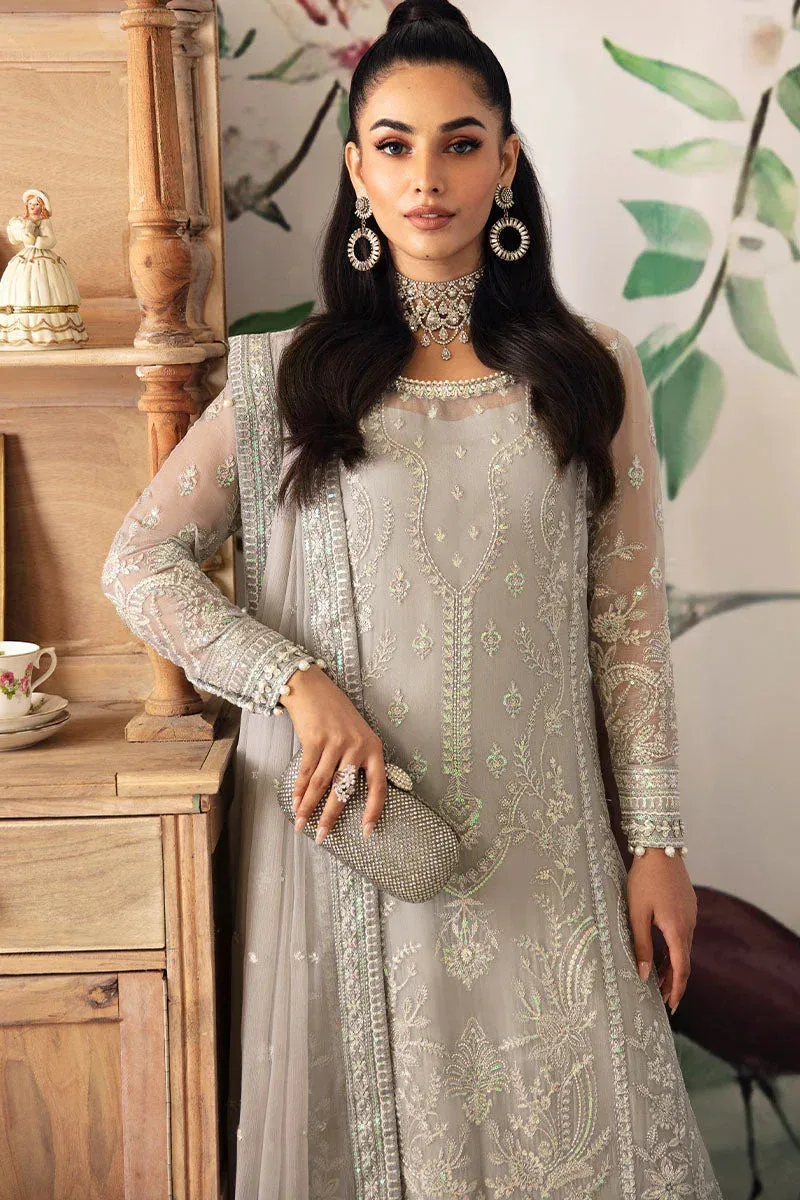 Gulaal Embroidered Chiffon 24 Grey Raw Silk – view 7 – Poshaq
