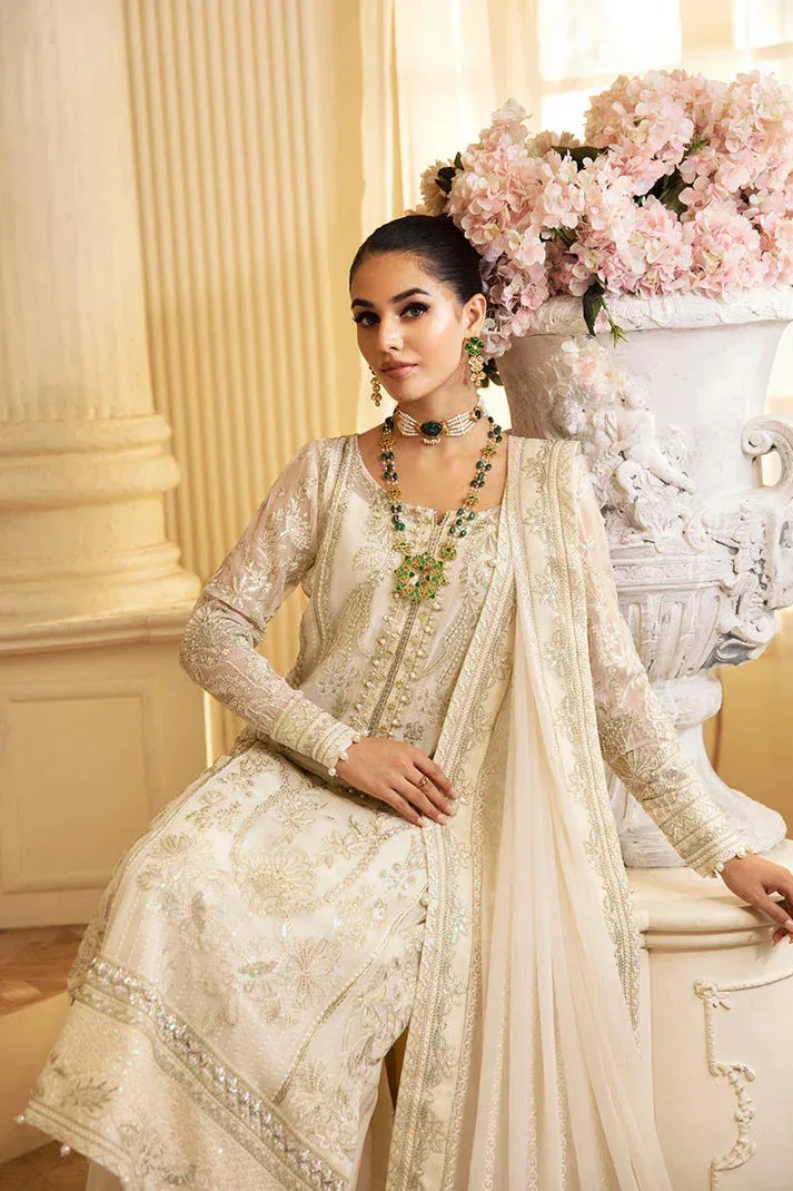 Gulaal Embroidered Chiffon 24 Ivory Raw Silk – view 5 – Poshaq