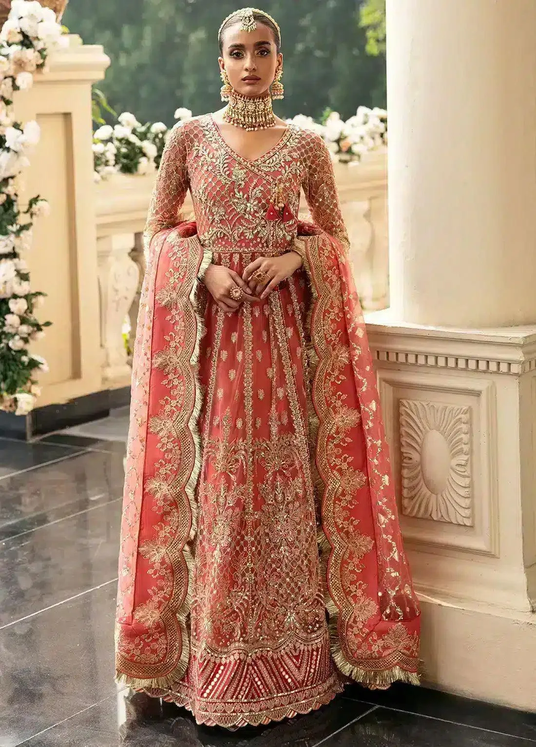 Gulaal Wedding Collection 23 Peach Raw Silk – view 1 – Poshaq