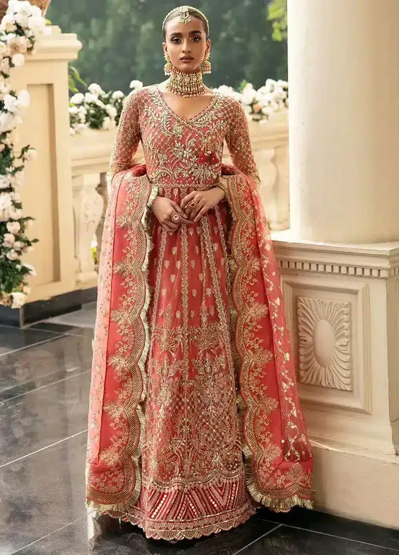 Gulaal Wedding Collection 23 Peach Raw Silk – view 1 – Poshaq