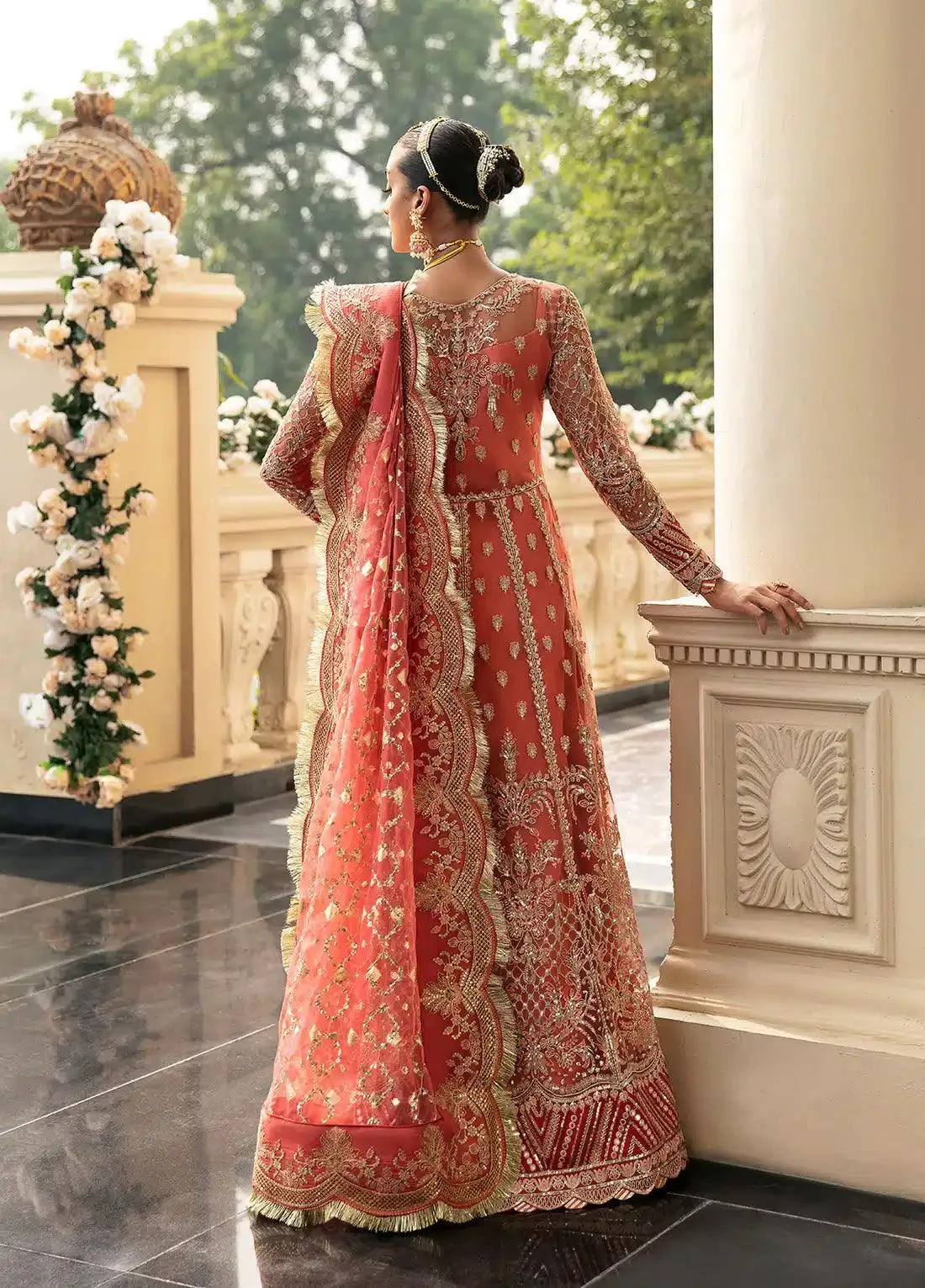 Gulaal Wedding Collection 23 Peach Raw Silk – view 2 – Poshaq
