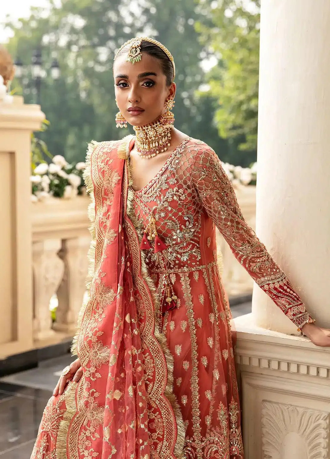 Gulaal Wedding Collection 23 Peach Raw Silk – view 3 – Poshaq