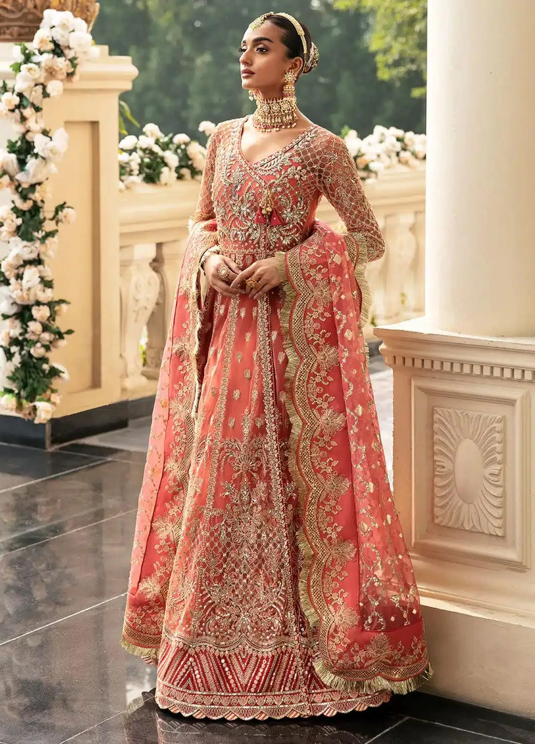 Gulaal Wedding Collection 23 Peach Raw Silk – view 4 – Poshaq