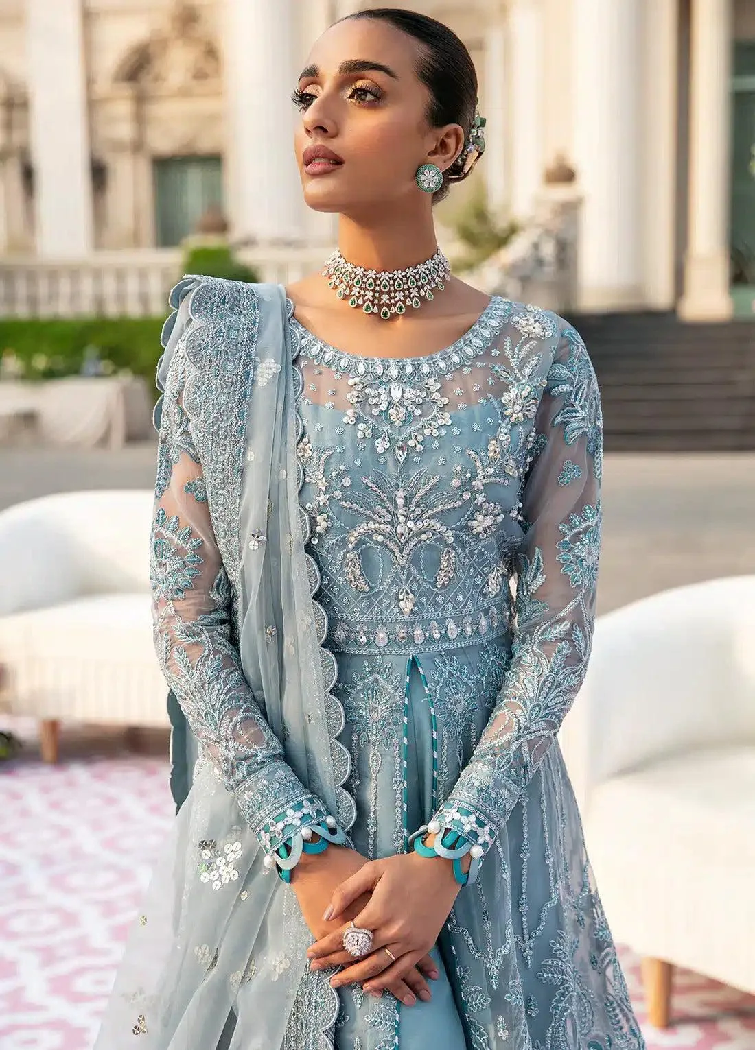 Gulaal Wedding Collection 23 Blue Raw Silk – view 2 – Poshaq