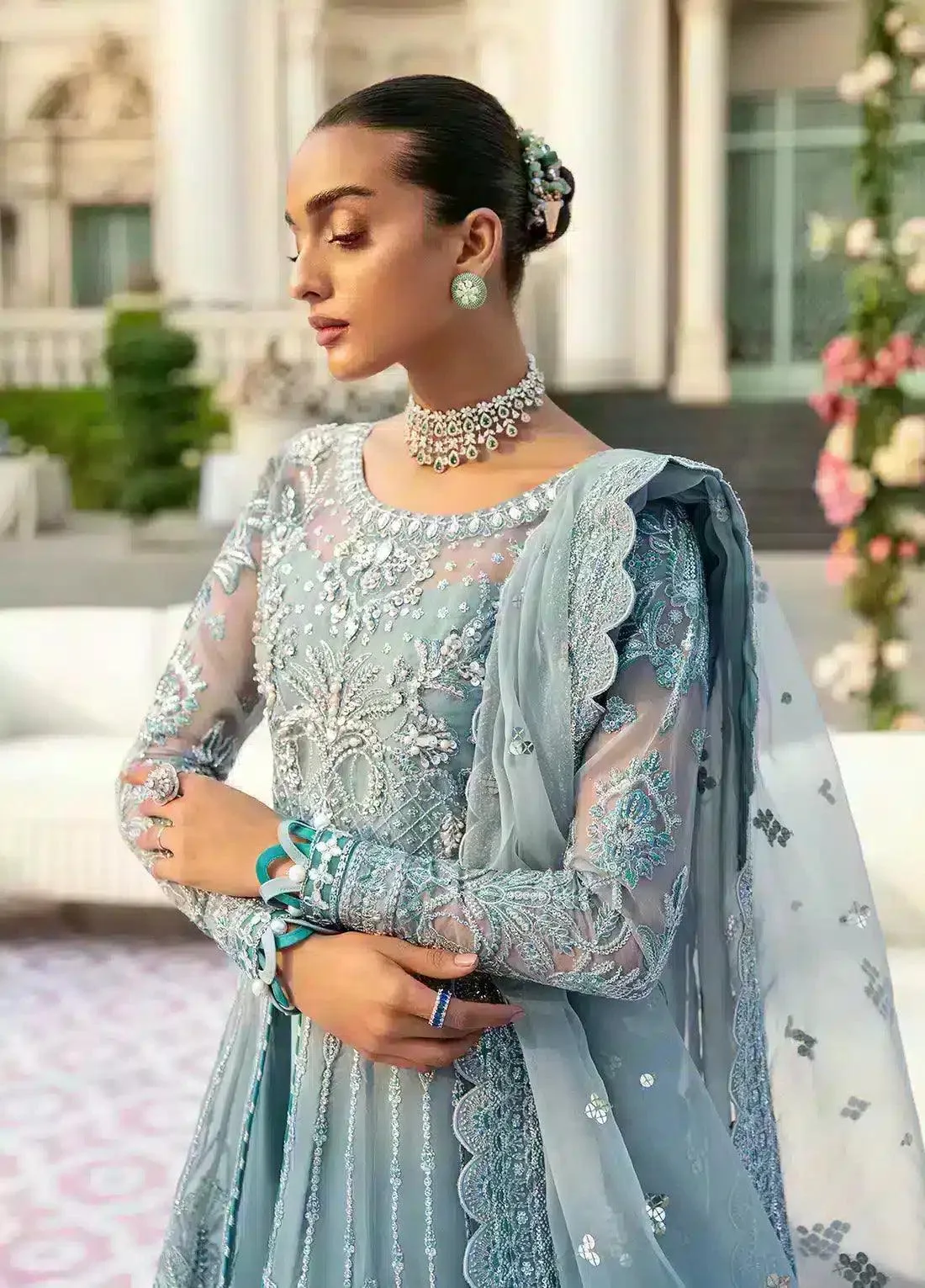 Gulaal Wedding Collection 23 Blue Raw Silk – view 3 – Poshaq