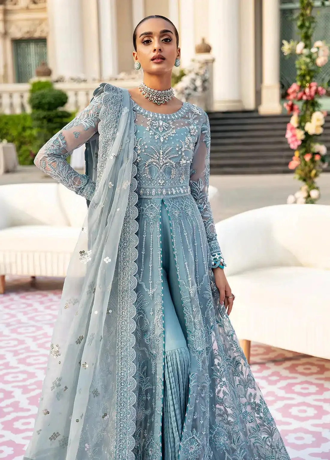 Gulaal Wedding Collection 23 Blue Raw Silk – view 5 – Poshaq