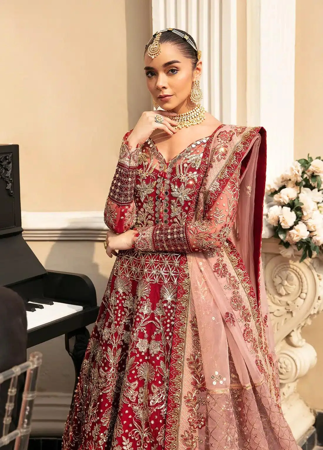 Gulaal Wedding Collection 23 Red Organza – view 2 – Poshaq