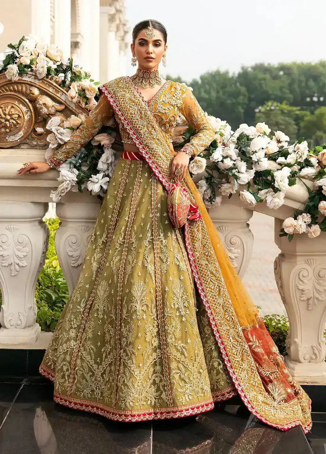 Gulaal Wedding Collection 23 Green Raw Silk – view 1 – Poshaq