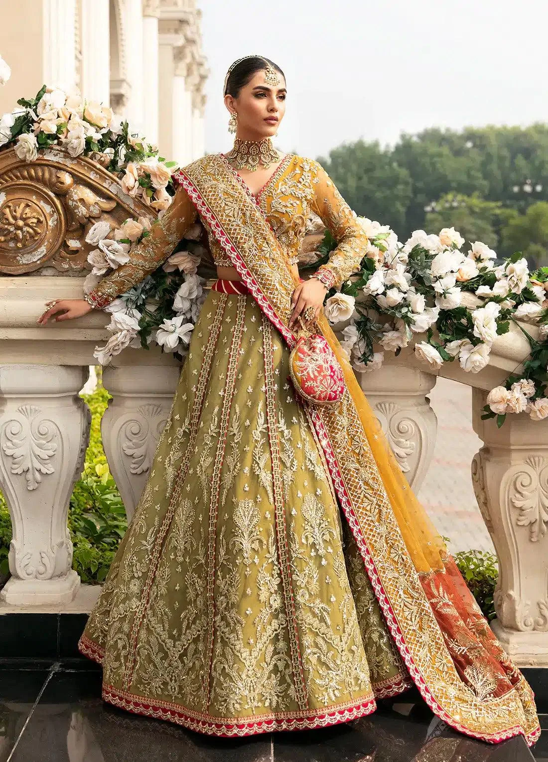 Gulaal Wedding Collection 23 Green Raw Silk – view 2 – Poshaq