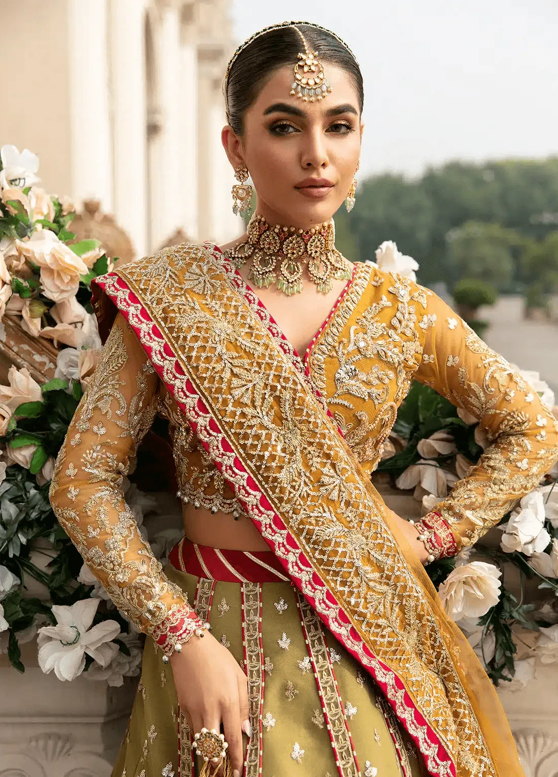 Gulaal Wedding Collection 23 Green Raw Silk – view 3 – Poshaq