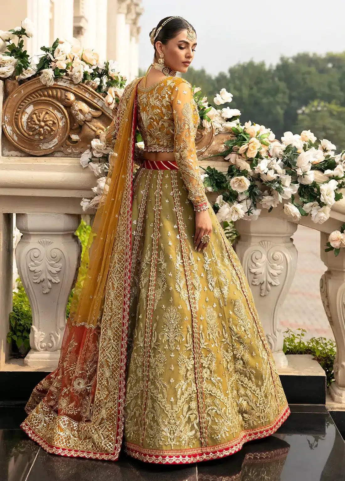 Gulaal Wedding Collection 23 Green Raw Silk – view 4 – Poshaq