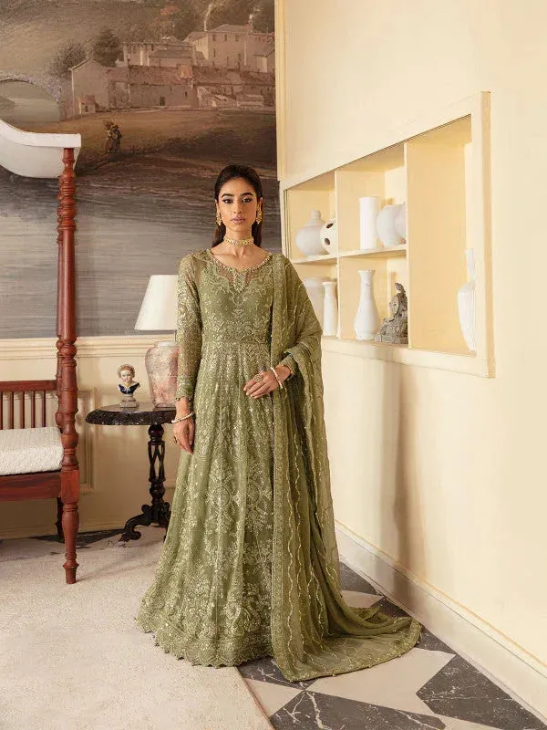 Gulaal Embroidered Chiffon 23 Green Raw Silk – view 1 – Poshaq