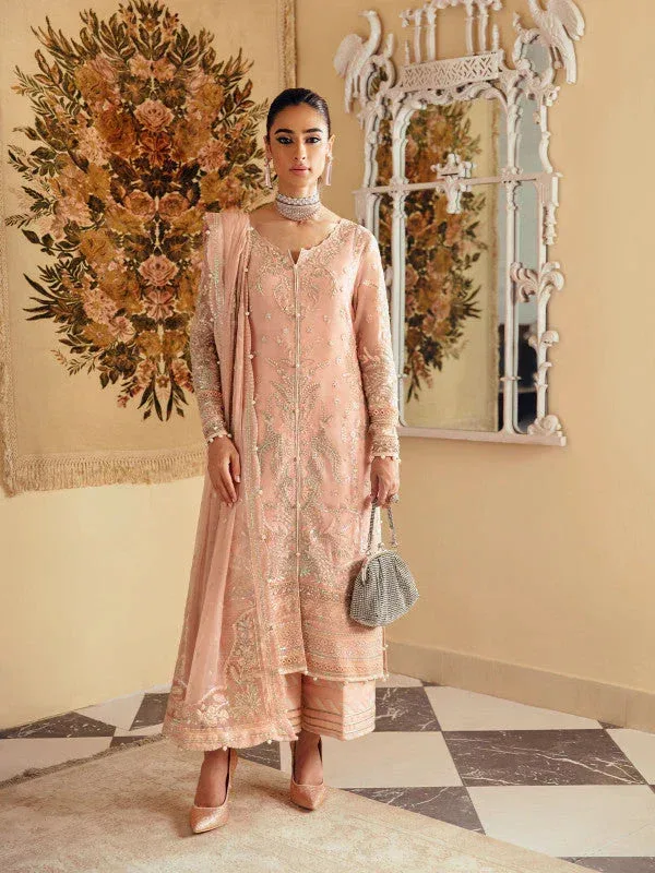 Gulaal Embroidered Chiffon 23 Pink Raw Silk – view 1 – Poshaq