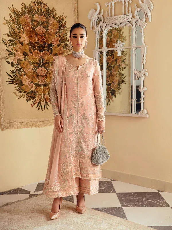 Gulaal Embroidered Chiffon 23 Pink Raw Silk – view 1 – Poshaq