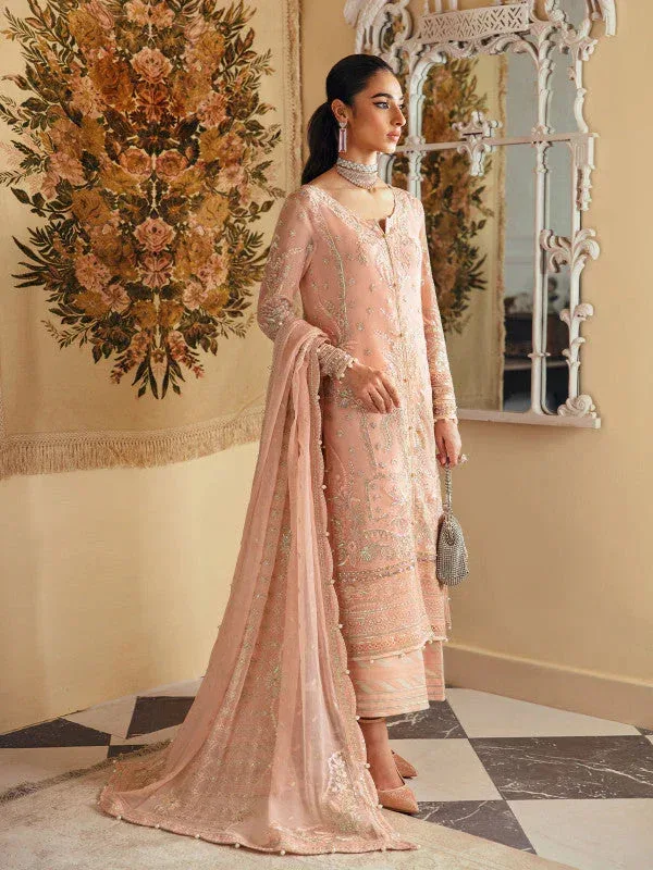 Gulaal Embroidered Chiffon 23 Pink Raw Silk – view 2 – Poshaq