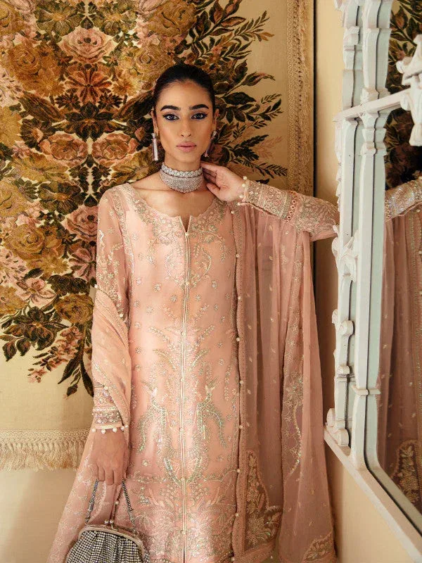 Gulaal Embroidered Chiffon 23 Pink Raw Silk – view 4 – Poshaq