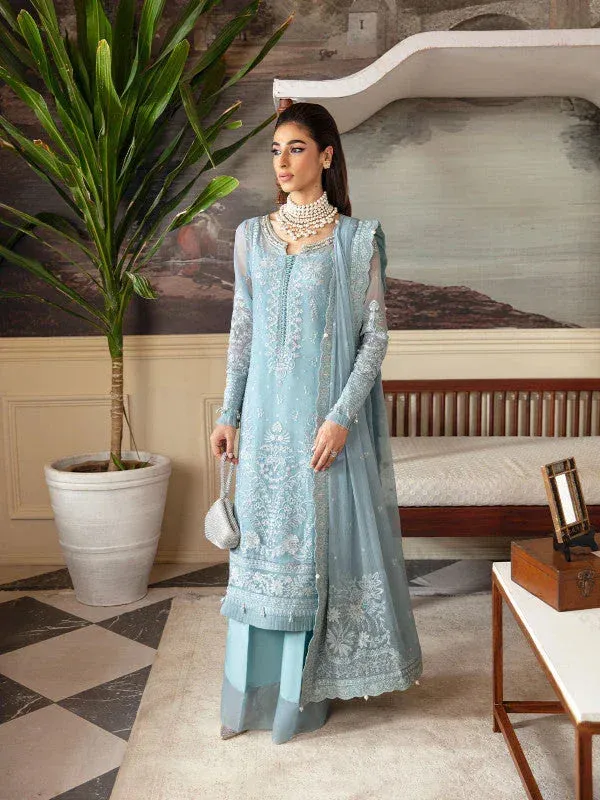 Gulaal Embroidered Chiffon 23 Blue Raw Silk – view 1 – Poshaq