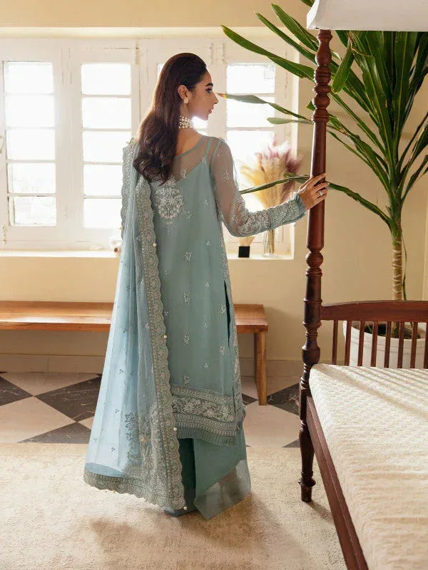 Gulaal Embroidered Chiffon 23 Blue Raw Silk – view 2 – Poshaq
