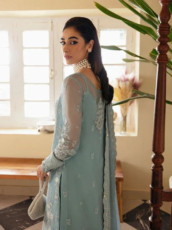 Gulaal Embroidered Chiffon 23 Blue Raw Silk – view 3 – Poshaq