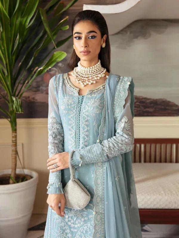 Gulaal Embroidered Chiffon 23 Blue Raw Silk – view 5 – Poshaq