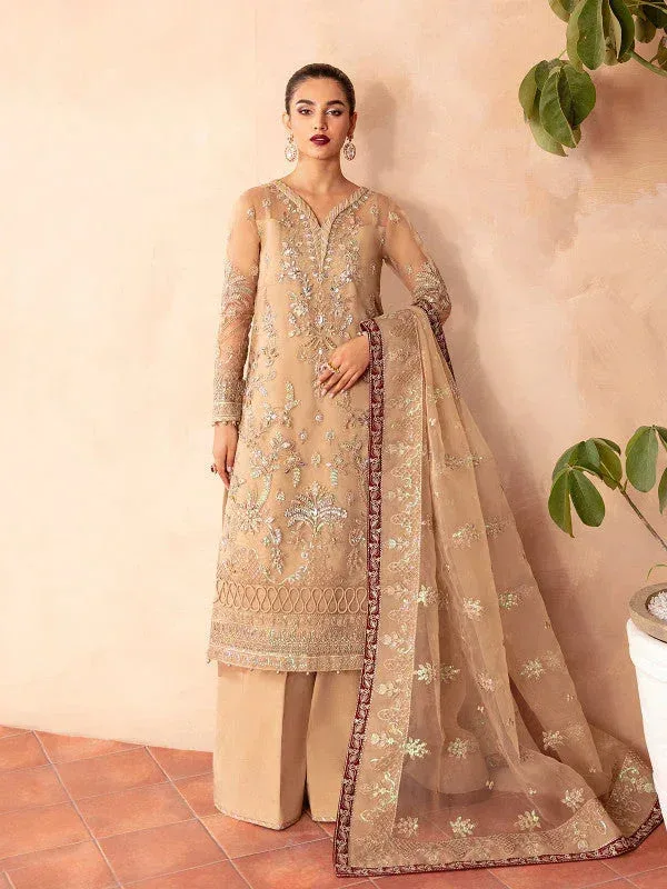 Gulaal Embroidered Chiffon 23 Gold Raw Silk – view 1 – Poshaq