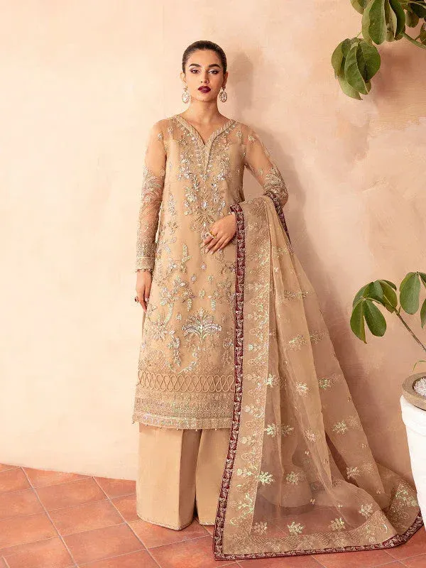 Gulaal Embroidered Chiffon 23 Gold Raw Silk – view 1 – Poshaq